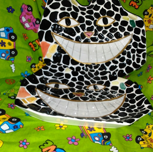 CRESCENT CERAMIC MOSAIC CAT CANDY DISH - Picture 5 of 6